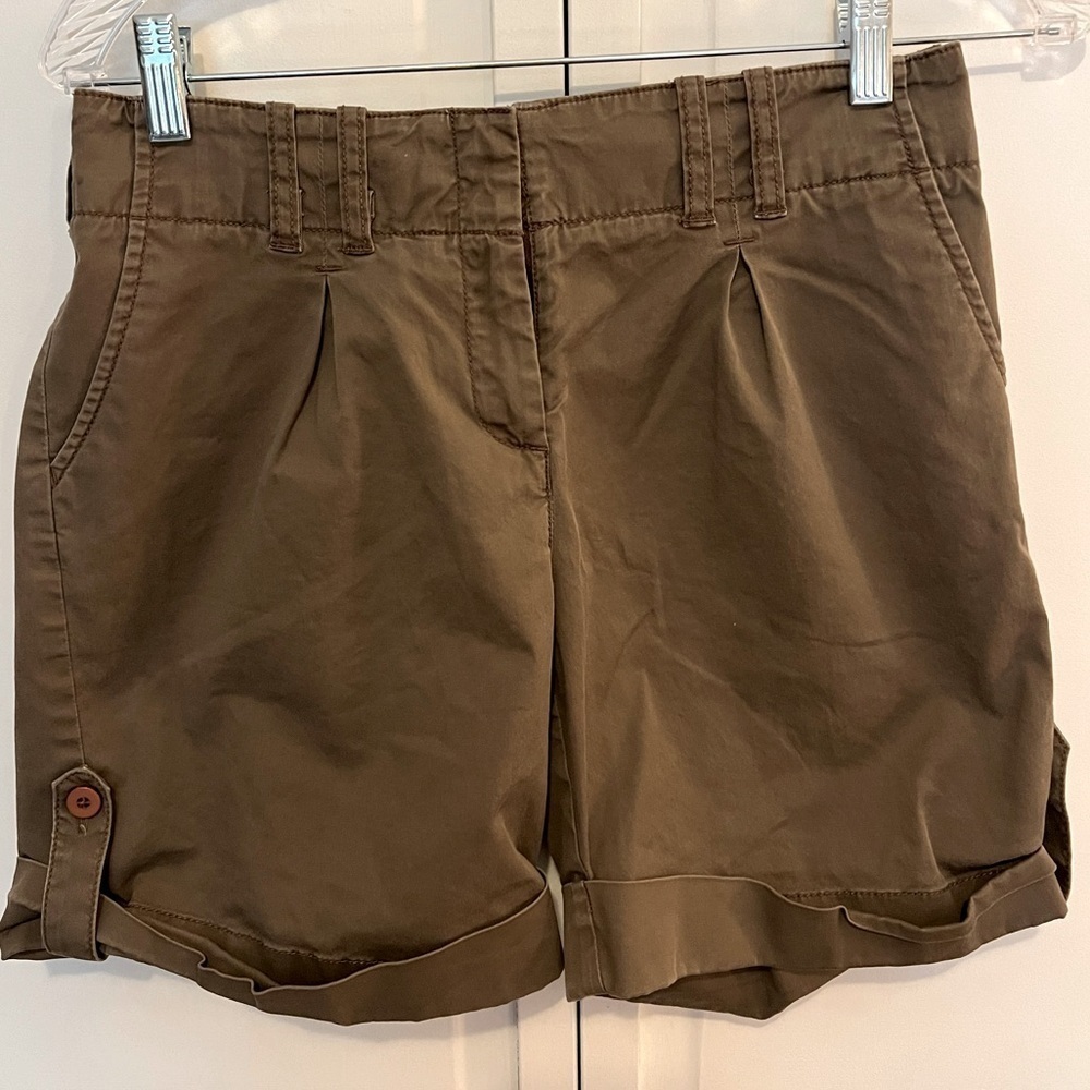 J. Jill Chino Shorts Women 4 Petite Pleated Mid Rise Cuffed Bottom Taupe Size 4P
